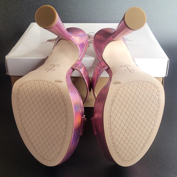Jessica Simpson Sempira Iridescent Holographic Pink Platform Heels Size 9.5 NWB - Picture 6 of 9